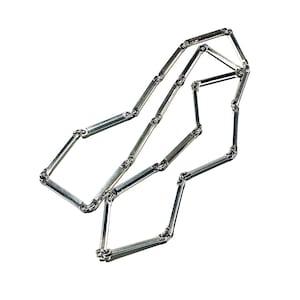 Hans Hansen zeldzame originele zware massief sterlingzilveren platte staaf schakels lange ketting ketting circa jaren 1960 Denemarken