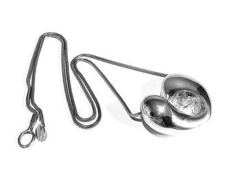 Rare Vintage Poul Havgaard For LAPPONIA “WITH LOVE” Silver Abstract Heart Pendant On Sterling Silver Chain 1989 Finland