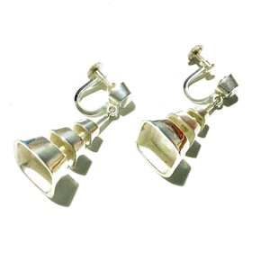 Designed By Sigurd Persson For Stigbert Iconic “RUTA”/“CUBE” Large Sterling Silver Earrings 1955 Stockholm Sweden