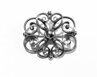 Vintage Thora O. V. Christiansen Silver Brooch Circa 1930s Denmark