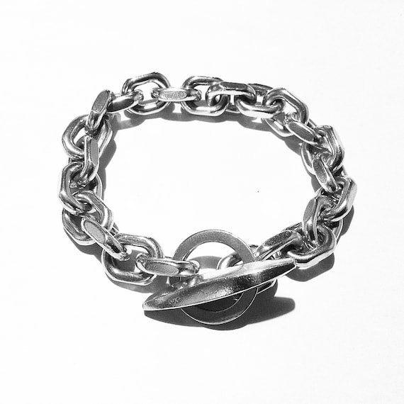 Vintage Handmade by Arne Lund Heavy Sterling Anchor Link Bracelet 