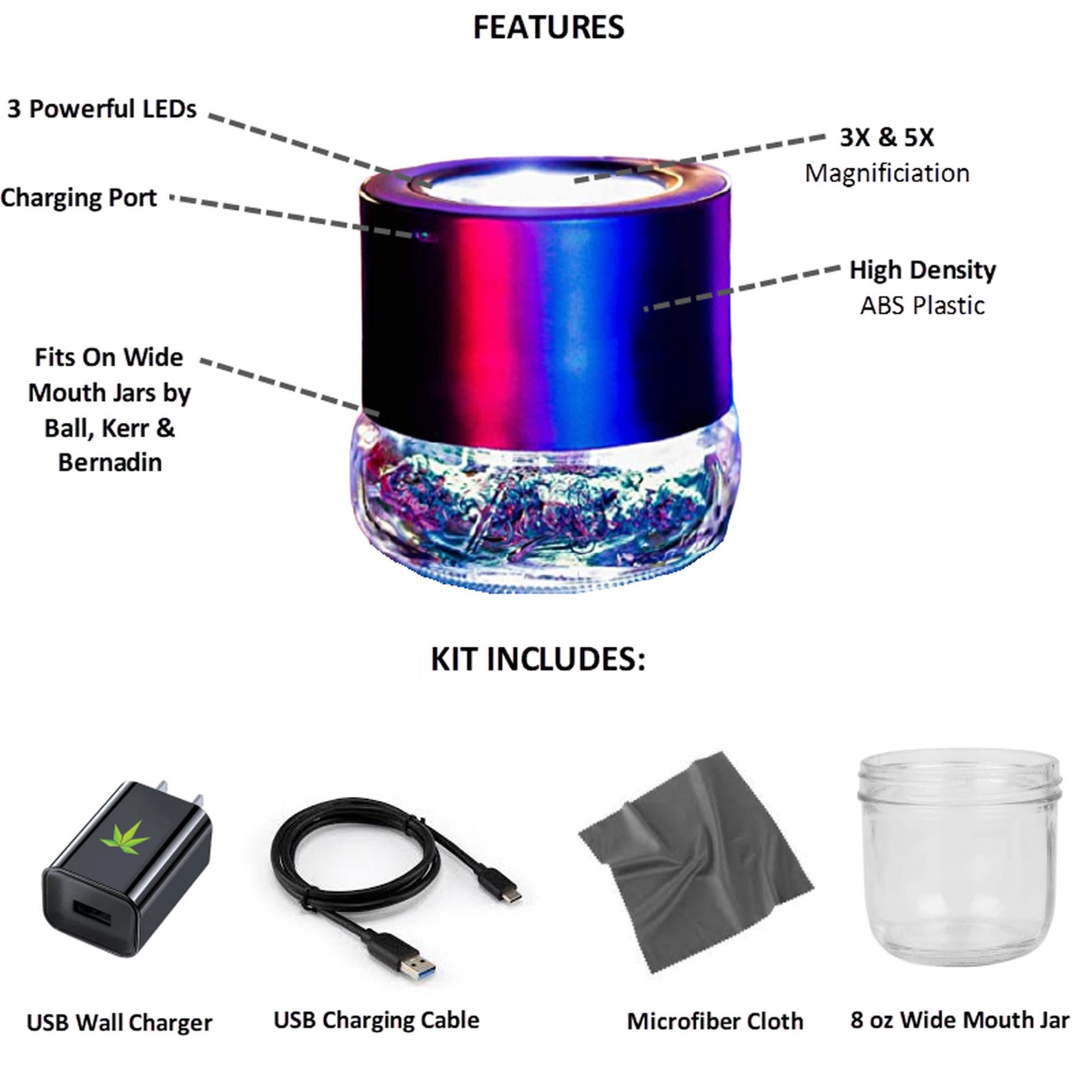 LED Magnifying Mason Jar Lid by Cleaning Etsy