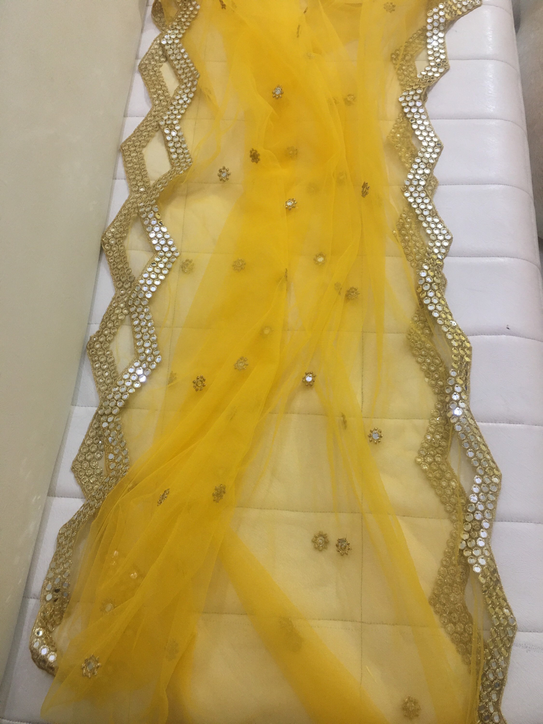 Soft Beige Net Dupatta with Subtle Gold Border