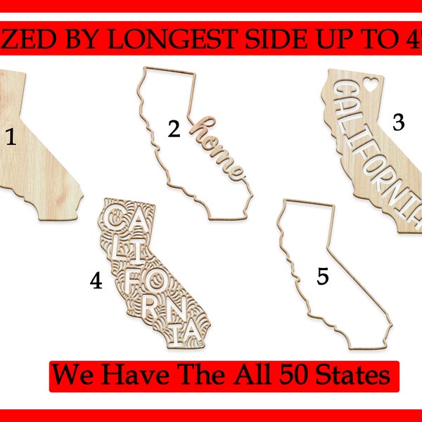 Unfinished Wooden State Shapes - All 50 States - State Blank Cutout - DIY Craft Blanks - Thickness 1/8", 1/4", 1/2" - Sizes up to 47 inches