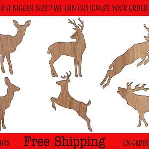 Moose, Deer, Fawns, Reindeers Unfinished Wood Cutouts Shapes Large & Small Sizes