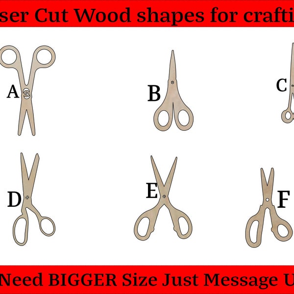 Scissors Medical Hair Stylist Scissors Wood Shape Cutout Silhouettes - Large Medium Small Sizes