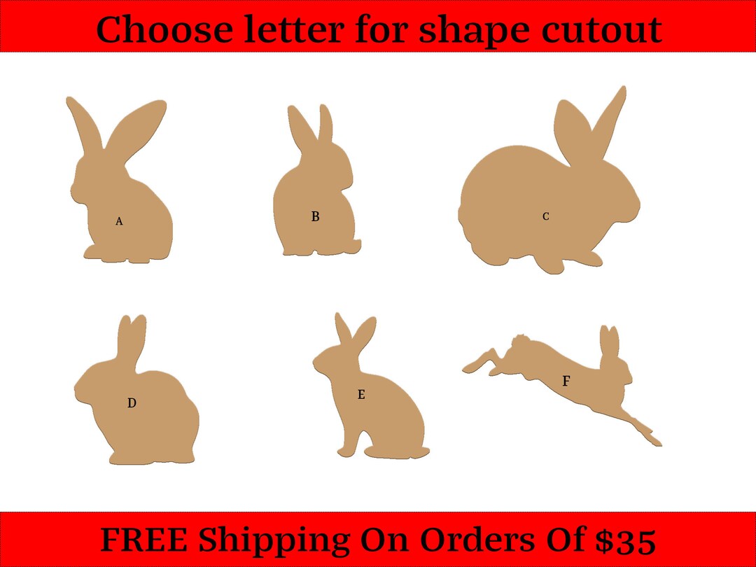 Rabbits, Hare, Chinchilla Shapes Unfinished Wood Cutouts Shapes Large ...