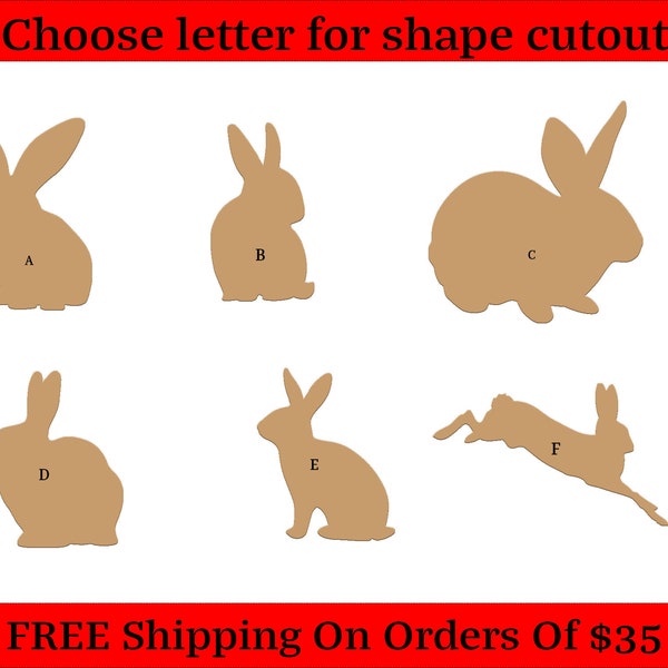 Rabbits, Hare, Chinchilla Shapes Unfinished Wood Cutouts Shapes Large & Small Sizes