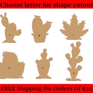 Cactus, Succulents, Cholla, Desert Plants Themed Wood Cutout Shapes And Silhouettes - Large, Medium, or Small Sizes