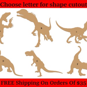 Jurassic Dinosaur Wood Shapes Megalosaurus Triceratops Large, Medium, or Small Sizes