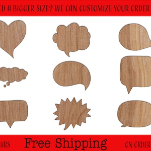 Speech Bubble Unfinished Wood Cutouts Shapes Large & Small Sizes