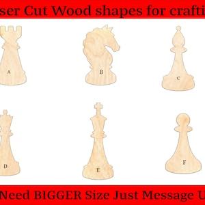 Chest Board Game Pieces Bishop Pawn Knight Rook Queen KingWood Cutout Shapes And Silhouettes - Large, Medium, or Small Sizes