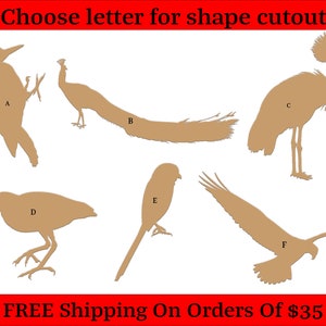 Birds, Dove, Woodpecker, Goldfinch, Crow, Sparrow Themed Wood Cutout Shapes And Silhouettes - Large, Medium, or Small Sizes