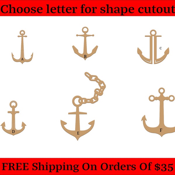 Anchor, Ocean Chains, Sea Anchor, Navy Themed Wood Cutout Shapes And Silhouettes - Large, Medium, or Small Sizes