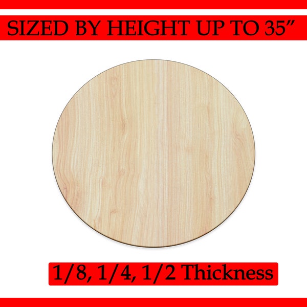 Unfinished Wood Circle Shape - Wood Round Birch- DIY Craft Blank 1/8", 1/4", 1/2" Thick up to 35 inches in Diameter - Laser Cut Out