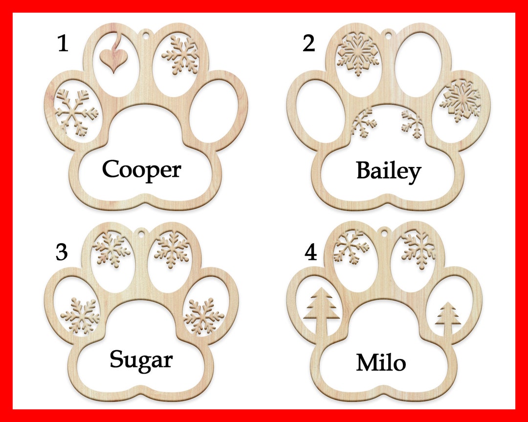 Personalized Pet Paw Ornament | Custom Dog or Cat Christmas Ornament ...