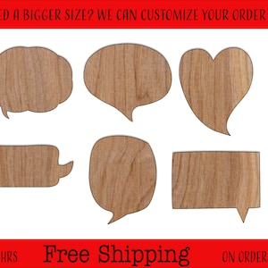 Speech Bubble Unfinished Wood Cutouts Shapes Large & Small Sizes
