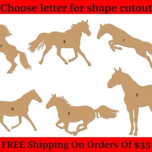Standing Horses, Jumping Horse, Running Horse, Unfinished Wood Cutouts Shapes Large & Small Sizes
