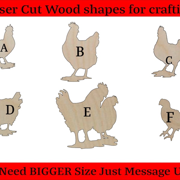 Hens, Poultry, Chickens, Roosters, Pullet, Banty, Baby Chic Cutout Shapes And Silhouettes - Large, Medium, or Small Sizes