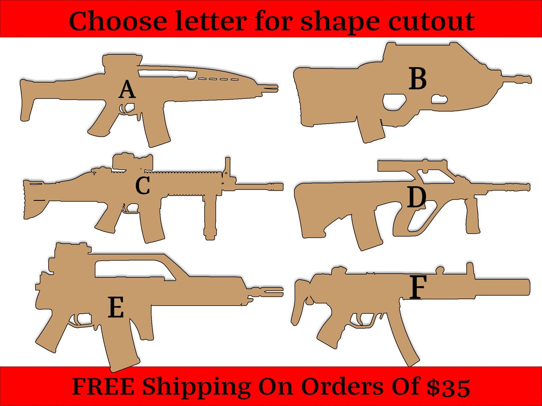 Gun Rifle Pistol Shotgun Themed Wood Cutout Shapes and Silhouettes ...