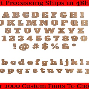 Fontes de letras de madeira únicas - Contraplacado de bétula inacabado de 2 a 30 polegadas - Fonte Alfa Slab - Monograma de artesanato decorativo, decoração de casa, artesanato DIY