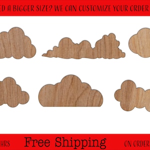 Clouds Shape Wood Collectibles Unfinished Wood Cutouts Shapes Large & Small Sizes