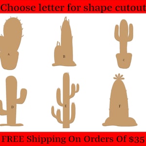 Cactus, Succulents, Cholla, Desert Plants Themed Wood Cutout Shapes And Silhouettes - Large, Medium, or Small Sizes
