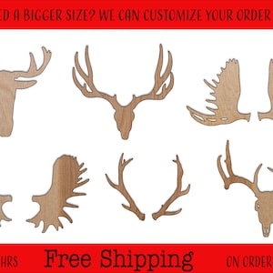 Antlers Deers Bucks Fawns Unfinished Wood Cutouts Shapes Large & Small Sizes