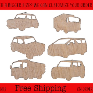 Cars, Vehicles, Trucks, Taxi, Unfinished Wood Cutouts Shapes Large & Small Sizes