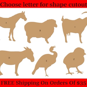 Goat Sheep Baby Chicken Donkey Vulture Unfinished Wood Cutouts Shapes Large & Small Sizes