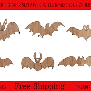 Halloween Bat Unfinished Wood Cutouts Shapes Large & Small Sizes