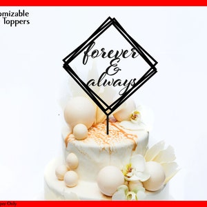 Wedding Cake Topper, Forever And Always Anniversary Wedding, Valentine Day Cake Topper Rose Gold Wedding Topper, Boho Cake  Topper