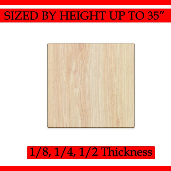 Unfinished Wood Square Shape - Wood Square Birch- DIY Craft Blank 1/8", 1/4", 1/2" Thick up to 35 inches in Diameter - Blank Coasters