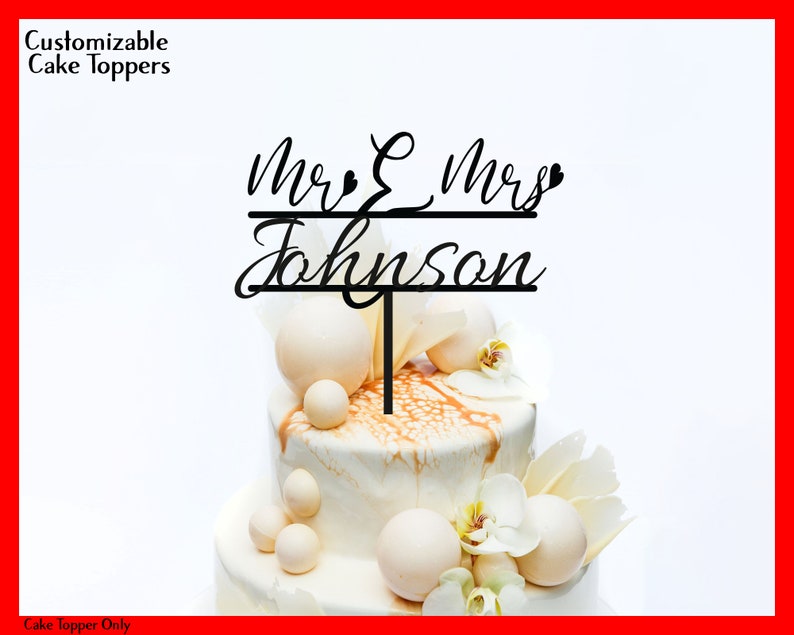 Johnson Cake Topper Rustic Gold Wedding Cake Topper - Gold, Silver, Rose Gold or Natural ...