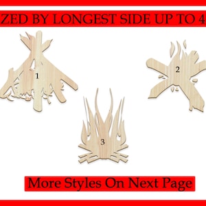 Unfinished Wooden Fire Shape - Bonfire Silhouettes -Fire Pit Wood Shapes - DIY Craft Blank 1/8&quot;, 1/4&quot;, 1/2&quot; Thick up to 35 inches