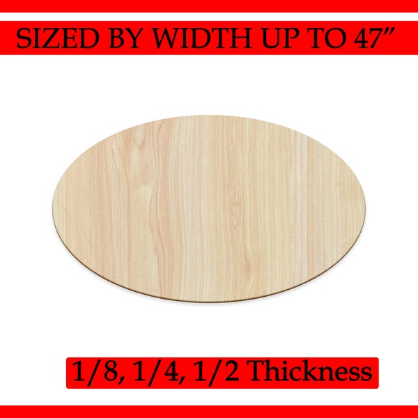 Unfinished Wood Oval Shape - Wood Round Birch- DIY Craft Blank 1/8", 1/4", 1/2" Thick up to 35 inches in Diameter - Laser Cut Out