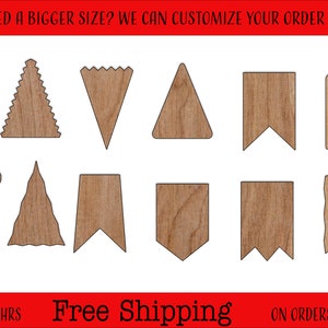 Banners Flag Shapes Unfinished Wood Cutouts Shapes Large & Small Sizes