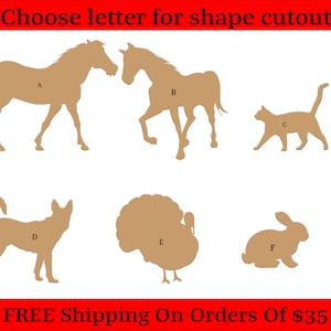 Paard hond Turkije Bunny kat onbehandeld hout knipsels vormen grote & kleine maten