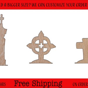Halloween Tombstones, Graveyards, Cemetery Unfinished Wood Cutouts Shapes Large & Small Sizes
