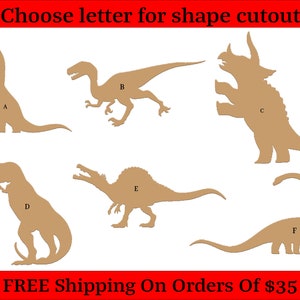 Dinosaur Cutout Shapes Prehistoric Dinos T-Rex Velociraptor Large, Medium, or Small Sizes