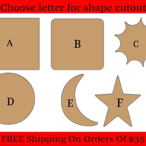 Round Square Star Crescent Wood Cutout Shapes And Silhouettes - Large, Medium, or Small Sizes