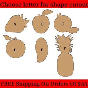Fruits Exotic Vegetables Wood Cutout Shapes And Silhouettes - Large, Medium, or Small Sizes