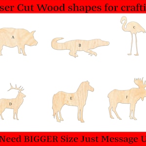 Zoo Animals, Pig, Alligator, Rhino, Camel, Fox, Moose Wood Cutout Shapes And Silhouettes - Large, Medium, or Small Sizes