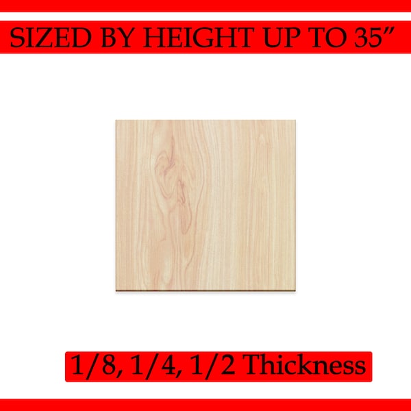 Unfinished Wood Square Shape - Wood Square Birch- DIY Craft Blank 1/8", 1/4", 1/2" Thick up to 35 inches in Diameter - Laser Cut Blanks