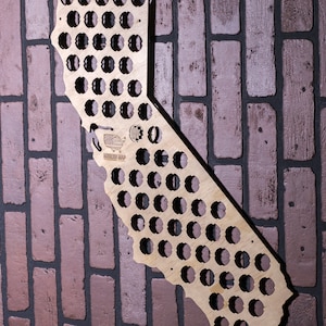 California Beer Bottle Cap Map – Made Of Birch Wood – Custom Engraving – Made In USA