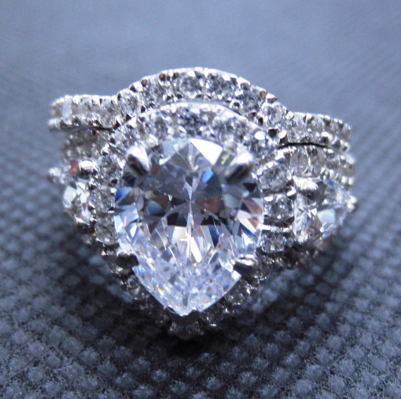 50 Ct Fancy Cocktail Asscher Cut Engagement Wedding Ring 925 Sterling Silver