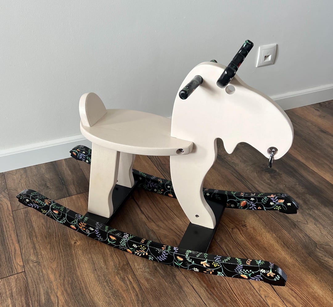 Upcycled Hand-painted Rocking Moose Eco-friendly Wooden Toy | One-of-a ...