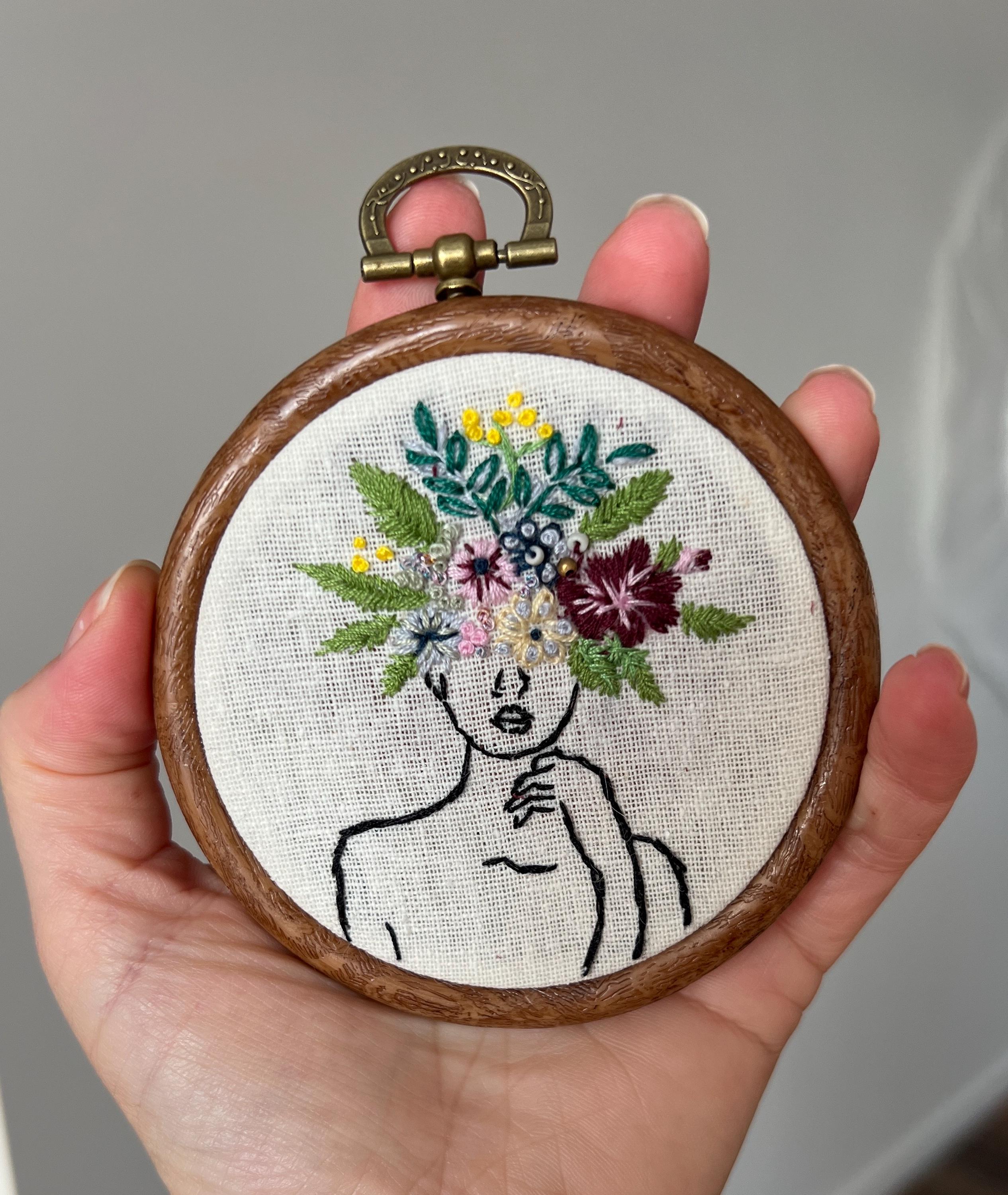 Handmade Original Embroidery Hoop , Abstract Hoop Art , Unique Embroidery Wall Art