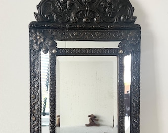 Antique Hand-Carved Indian Teak Mirror – Victorian Colonial Style – 60 cm/32cm