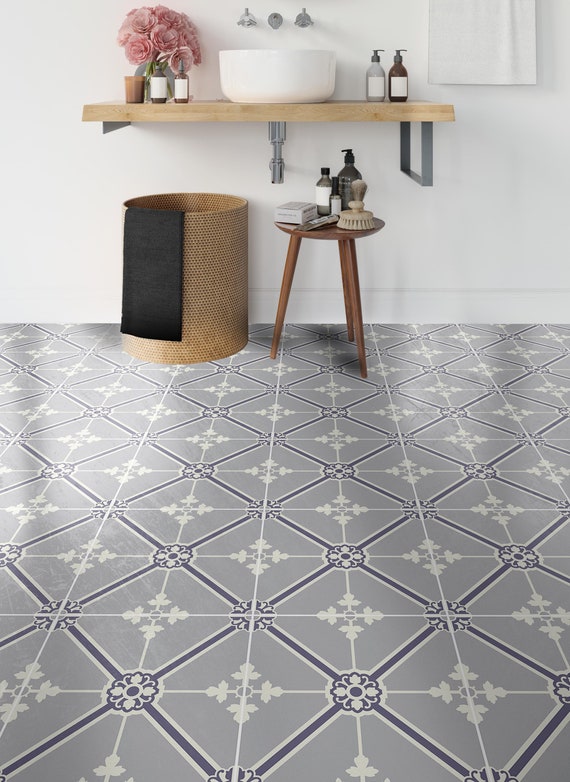 Tile Decal Blue Eclectic Pattern Simple, Patterned Bathroom Floor Tiles Australia